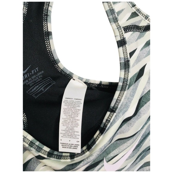New Nike Pro Criss Cross Bra Top Dry Fit Workout Logo Athletic Geometric Gray S - Picture 14 of 16
